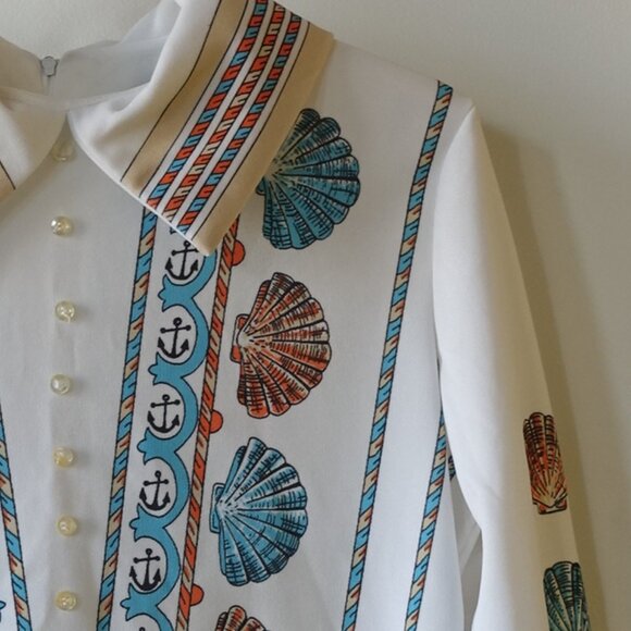 Trissi doubleknit polyester shells clams vacation vacay top S SM Small Medium M - Picture 15 of 16